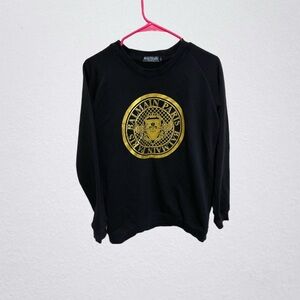 Balmain women Black Sweatshirt with Gold Emblem